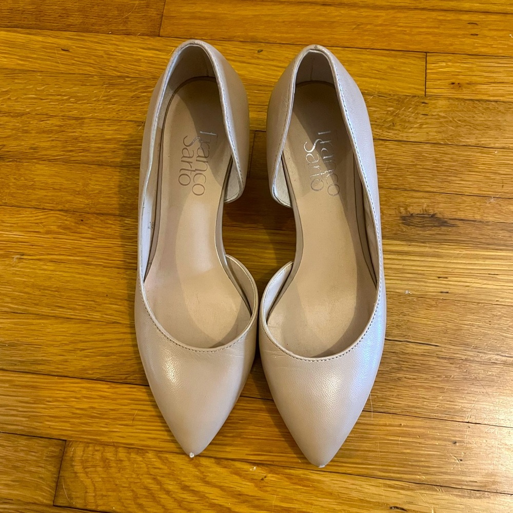 Franco Sarto Nude Wedge Heels Size 5 - fits like a 5.5